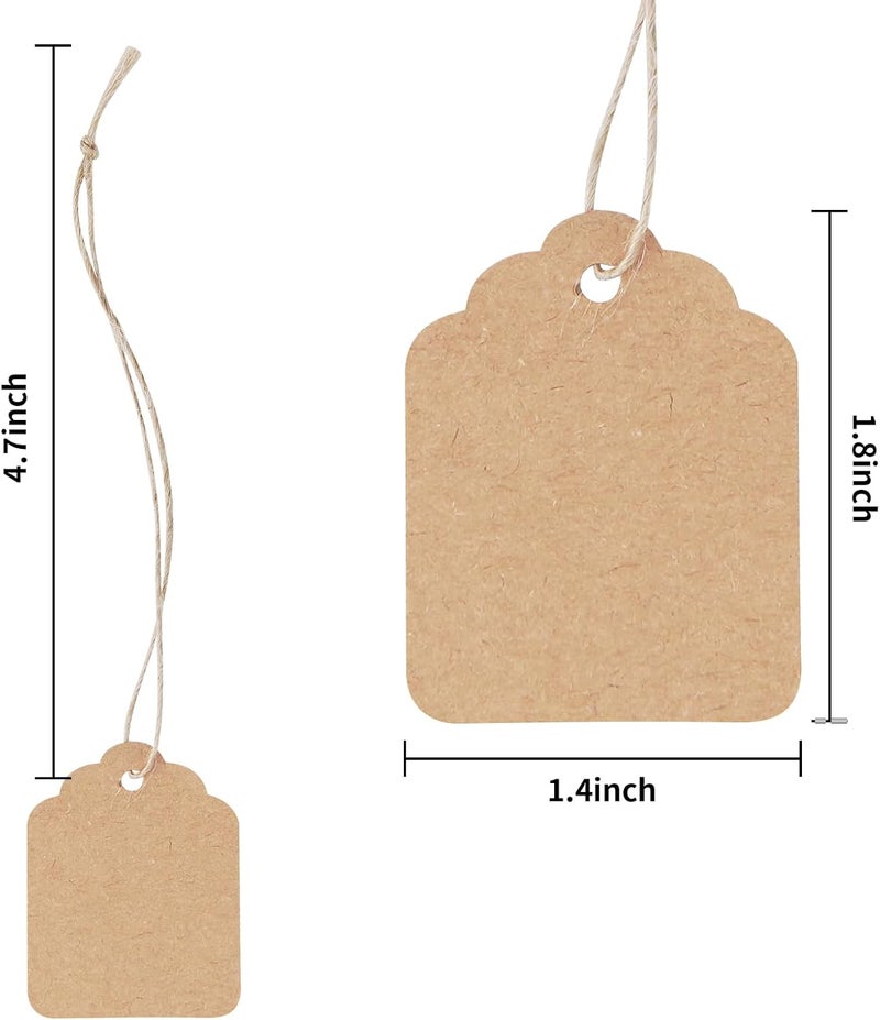 Cuttte Price Tags with String Attached - 500PCS Kraft Paper Hang Tags for Labeling Gifts Bags Clothes Jewelry Retail Garage/Yard Sale for Pricing 1.4x1.8inch - Image 2